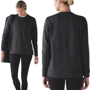 LULULEMON YES Fleece Sweatshirt Crewneck Side Zip Vents Gray Size 10 (Large)